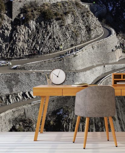 mural de papel de parede de motorista de rali personalizável chamado Mikko Hirvonen Hairpin Turn para escritórios domésticos e cavernas masculinas