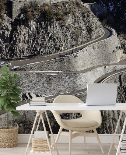 Personalisierbare Wandtapete mit dem Titel Mikko Hirvonen Hairpin Turn für Heimbüros und Männerhöhlen