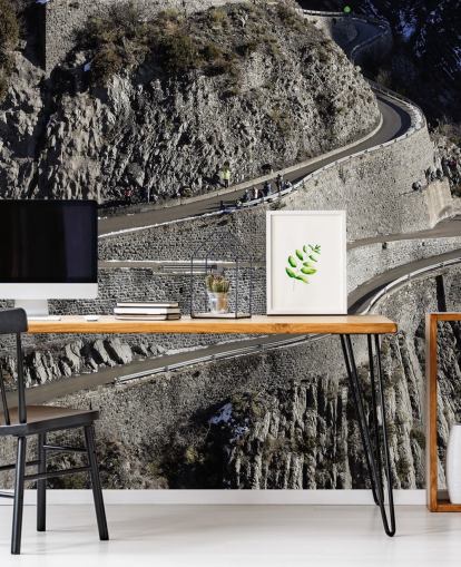 Personalisierbare Wandtapete mit dem Titel Mikko Hirvonen Hairpin Turn für Heimbüros und Männerhöhlen