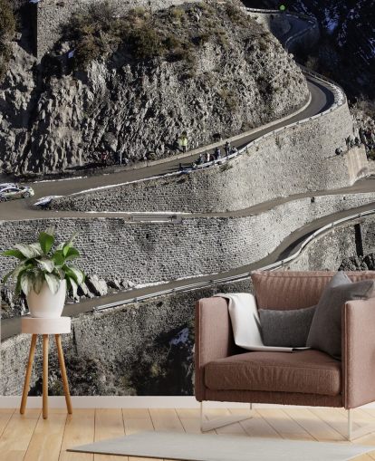 aanpasbare muurschildering voor rallyrijders genaamd Mikko Hirvonen Hairpin Turn voor thuiskantoren en mangrotten aanpasbare muurschildering voor rallyrijders genaamd Mikko Hirvonen Hairpin Turn voor thuiskantoren en mangrotten