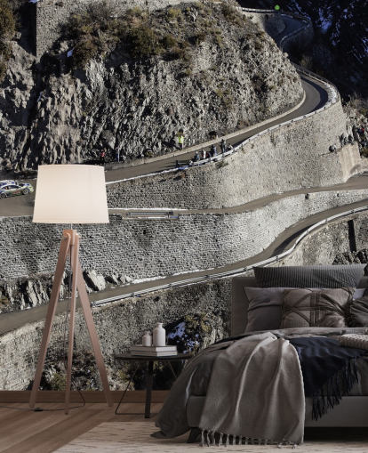 carta da parati murale personalizzabile per piloti di rally chiamata Mikko Hirvonen Hairpin Turn per casa, uffici e grotte