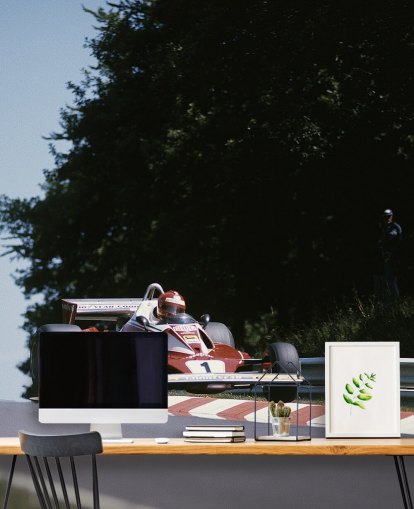 klassiek autosportbehang genaamd Niki Lauda 1976 voor kantoren, slaapkamers en meer