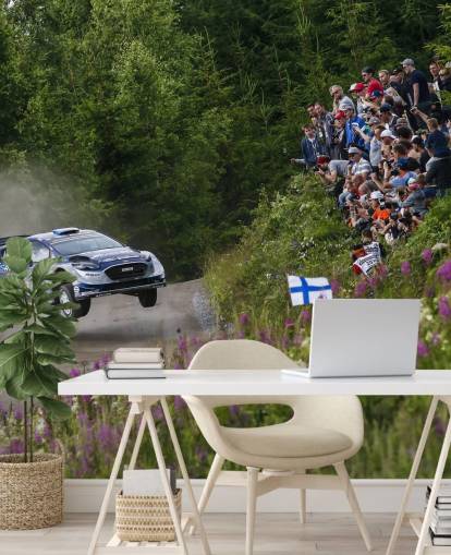 carta da parati da rally personalizzabile chiamata Ott Tanak Finland 2017 per camere da letto, home office e altro