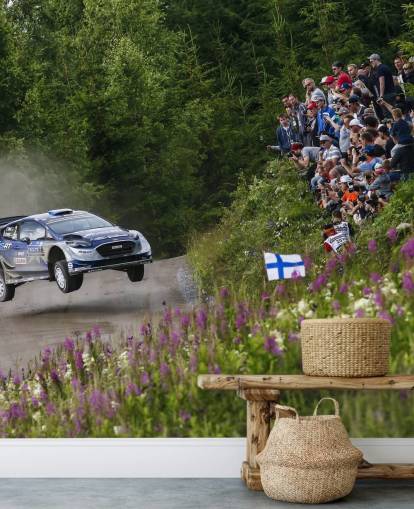 customisable rally wallpaer mural called Ott Tanak Finland 2017 for bedrooms, home offices and more