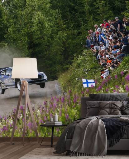mural de papel de parede de rally personalizável chamado Ott Tanak Finland 2017 para quartos, escritórios domésticos e muito mais