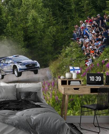 räätälöitävä ralliwallpaer seinämaalaus nimeltään Ott Tanak Finland 2017 makuuhuoneisiin, kotitoimistoihin ja muihin