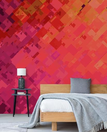 Oranje en paars abstract behang