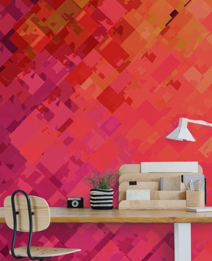 Oranje en paars abstract behang