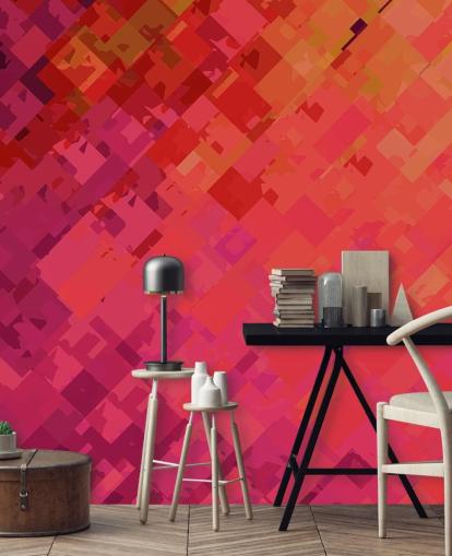 Papel pintado abstracto naranja y morado