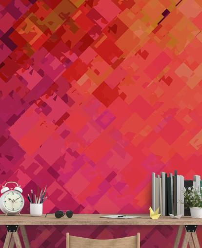 Oranje en paars abstract behang