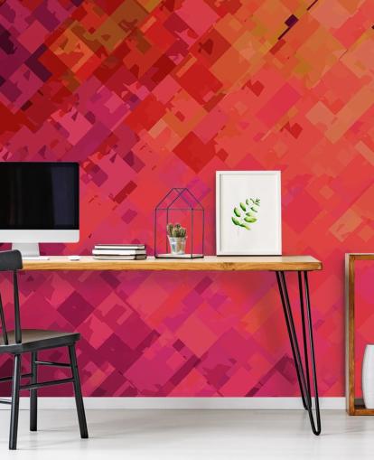 Oranje en paars abstract behang