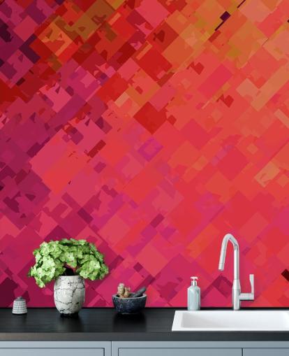 Oranje en paars abstract behang