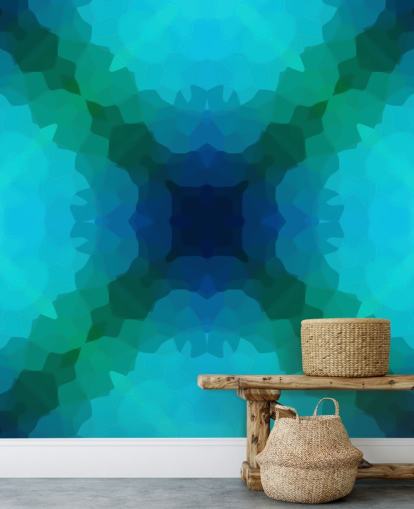 estampado retro azul y verde