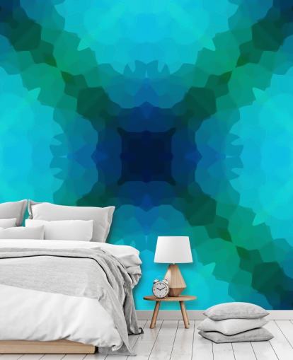 azul e verde retrô estampado