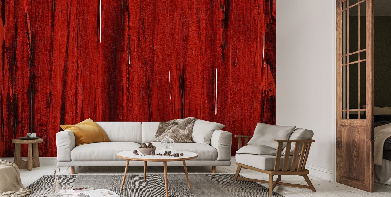 Rain Abstract Painting In Red and Black Wall Mural Wallsauce US