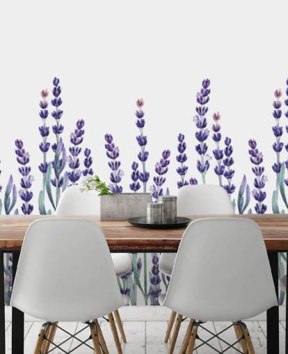 purple and green customisable floral border wallpaper mural called Growing Lavender for bedrooms and bathrooms purple and green customisable floral border wallpaper mural called Growing Lavender for bedrooms and bathrooms