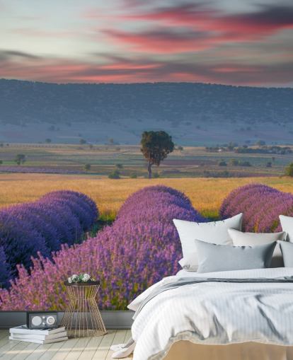 tilpasselig landskabsmaleri kaldet Lavender Hills til soveværelser og stuer