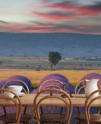 mural de pared campestre personalizable llamado Lavender Hills para dormitorios y salas de estar mural de pared campestre personalizable llamado Lavender Hills para dormitorios y salas de estar