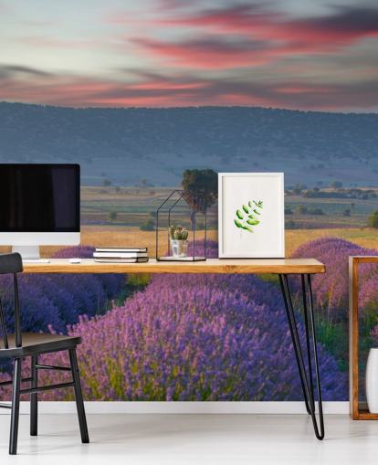 räätälöitävä maaseudun seinämaalaus nimeltä Lavender Hills makuuhuoneisiin ja olohuoneisiin räätälöitävä maaseudun seinämaalaus nimeltä Lavender Hills makuuhuoneisiin ja olohuoneisiin