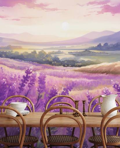 purple customizable watercolor wall mural called Lavender Watercolor Sunset for bedrooms and hallways