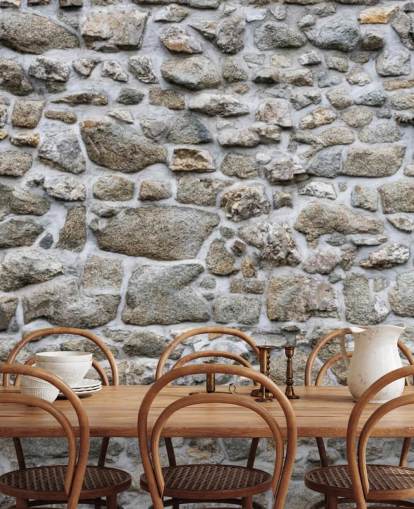 mural de papel pintado de piedra gris llamado Old Stone Texture para dormitorios, negocios y oficinas en casa
