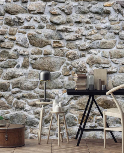 gray stone wallpaper mural called Old Stone Texture for bedrooms, businesses and home offices