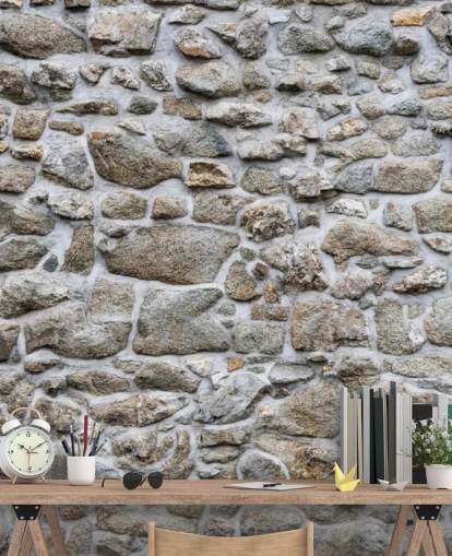 mural de papel pintado de piedra gris llamado Old Stone Texture para dormitorios, negocios y oficinas en casa