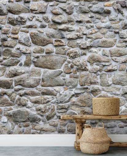 mural de papel pintado de piedra gris llamado Old Stone Texture para dormitorios, negocios y oficinas en casa