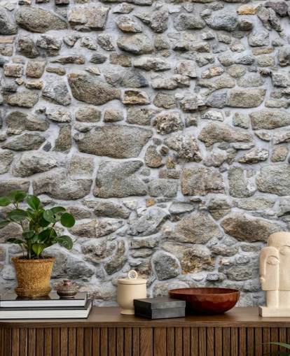 mural de papel de parede de pedra cinza chamado Old Stone Texture para quartos, empresas e escritórios domésticos