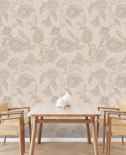 beige muokattava boho-taustakuvamaalaus nimeltä Beige Boho Floral Paisley by Bloomery Decor