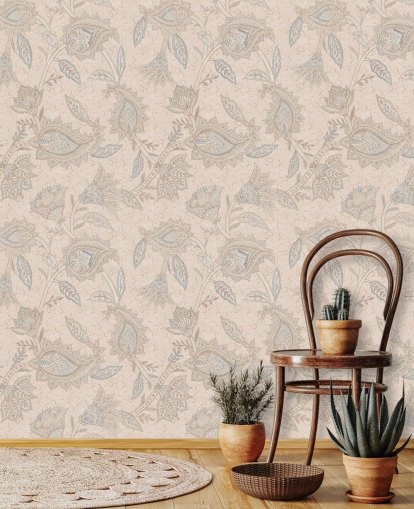 papier peint mural boho beige personnalisable appelé Beige Boho Floral Paisley par Bloomery Decor papier peint mural boho beige personnalisable appelé Beige Boho Floral Paisley par Bloomery Decor