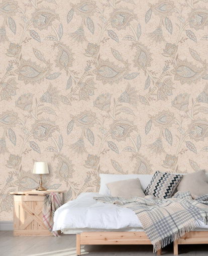 beige customizable boho wallpaper mural called Beige Boho Floral Paisley by Bloomery Decor beige customizable boho wallpaper mural called Beige Boho Floral Paisley by Bloomery Decor