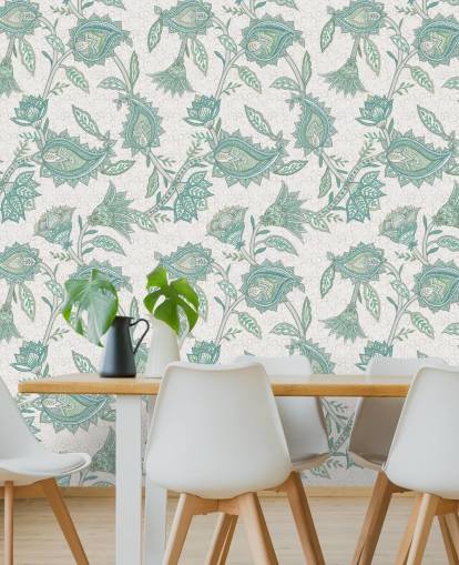 green custom paisley wallpaper mural called Green Boho Floral Paisley by Bloomery Decor green custom paisley wallpaper mural called Green Boho Floral Paisley by Bloomery Decor