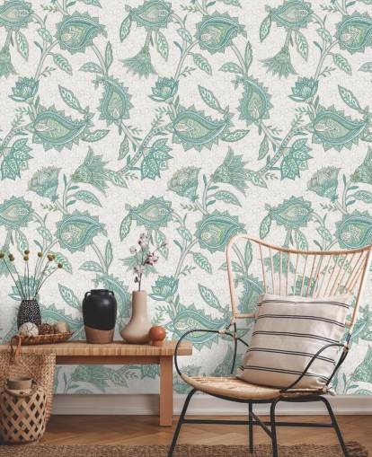 green custom paisley wallpaper mural called Green Boho Floral Paisley by Bloomery Decor green custom paisley wallpaper mural called Green Boho Floral Paisley by Bloomery Decor