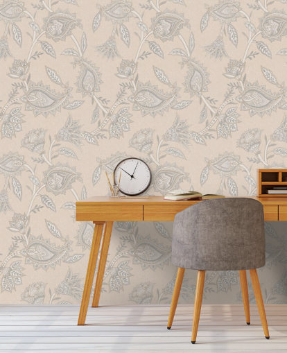 krem tilpasset paisley tapetmaleri kalt Cream Indian Paisley av Bloomery Decor