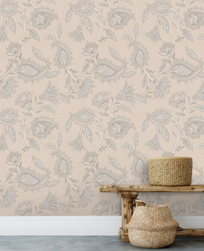 cream custom paisley wallpaper mural called Cream Indian Paisley by Bloomery Decor cream custom paisley wallpaper mural called Cream Indian Paisley by Bloomery Decor