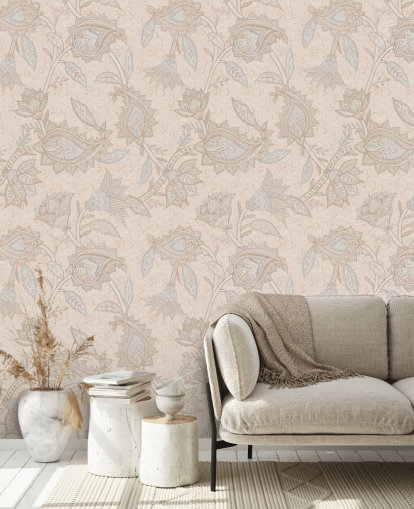 pink customisable boho wallpaper mural called Pink Indian Paisley by Bloomery Decor pink customisable boho wallpaper mural called Pink Indian Paisley by Bloomery Decor