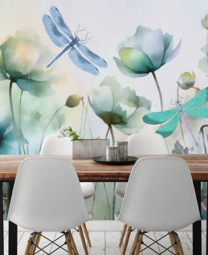 blaues personalisierbares Libellentapeten-Wandbild namens Blue Wildflower Meadow von Andrea Haase blaues personalisierbares Libellentapeten-Wandbild namens Blue Wildflower Meadow von Andrea Haase