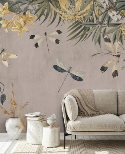 beige customizable dragonfly wallpaper mural called Dragonfly Flower Meadow by Andrea Haase beige customizable dragonfly wallpaper mural called Dragonfly Flower Meadow by Andrea Haase