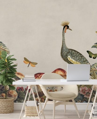 personalisierbare Pilz-Wandtapete namens Mushroom Forest Crane von Andrea Haase personalisierbare Pilz-Wandtapete namens Mushroom Forest Crane von Andrea Haase