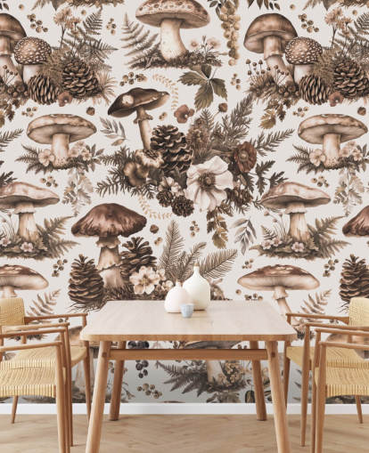 Braunes personalisierbares Pilz-Wandbild namens Mushroom Woodland Neutral von Andrea Haase Braunes personalisierbares Pilz-Wandbild namens Mushroom Woodland Neutral von Andrea Haase