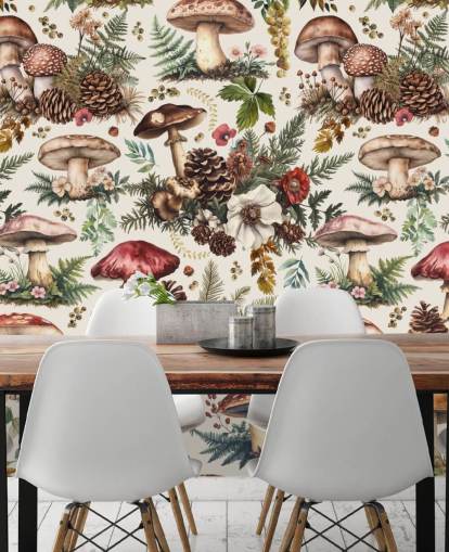 carta da parati murale personalizzabile con funghi chiamata Mushroom Woodland di Andrea Haase carta da parati murale personalizzabile con funghi chiamata Mushroom Woodland di Andrea Haase