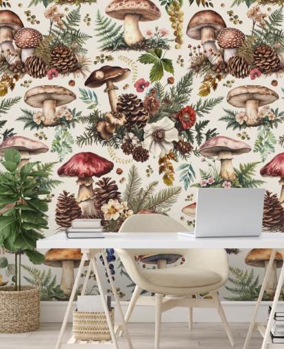 personalisierbares Pilz-Wandbild namens Mushroom Woodland von Andrea Haase personalisierbares Pilz-Wandbild namens Mushroom Woodland von Andrea Haase