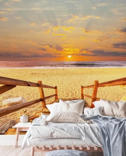 Sunset Boardwalk Beach Baggrund Sunset Boardwalk Beach Baggrund