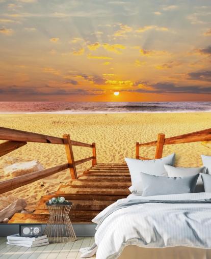 Sonnenuntergang Boardwalk Beach Tapete
