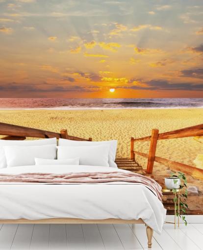 Sunset Boardwalk Beach Baggrund Sunset Boardwalk Beach Baggrund