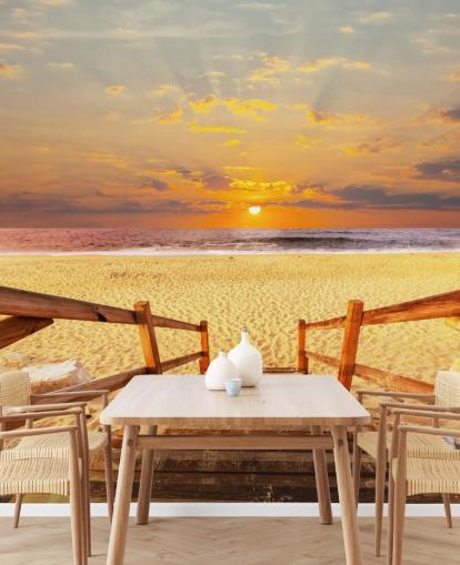 Papel de Parede Sunset Boardwalk Beach Papel de Parede Sunset Boardwalk Beach