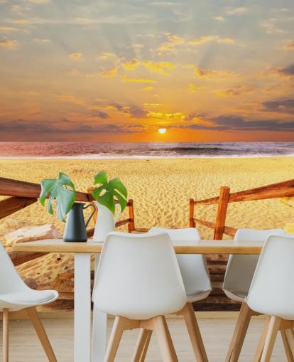 Carta da parati Sunset Boardwalk Beach