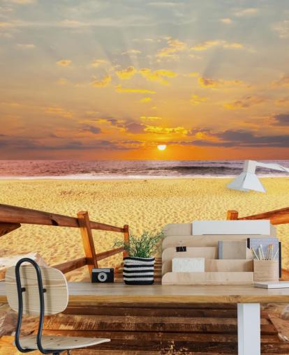 Sunset Boardwalk Beach Taustakuva