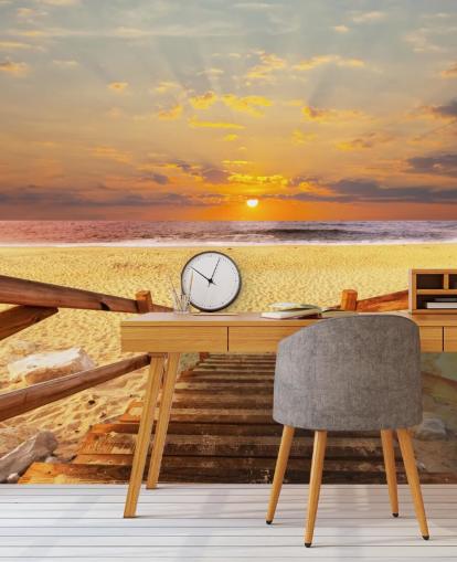 Sunset Boardwalk Beach Bakgrund Sunset Boardwalk Beach Bakgrund